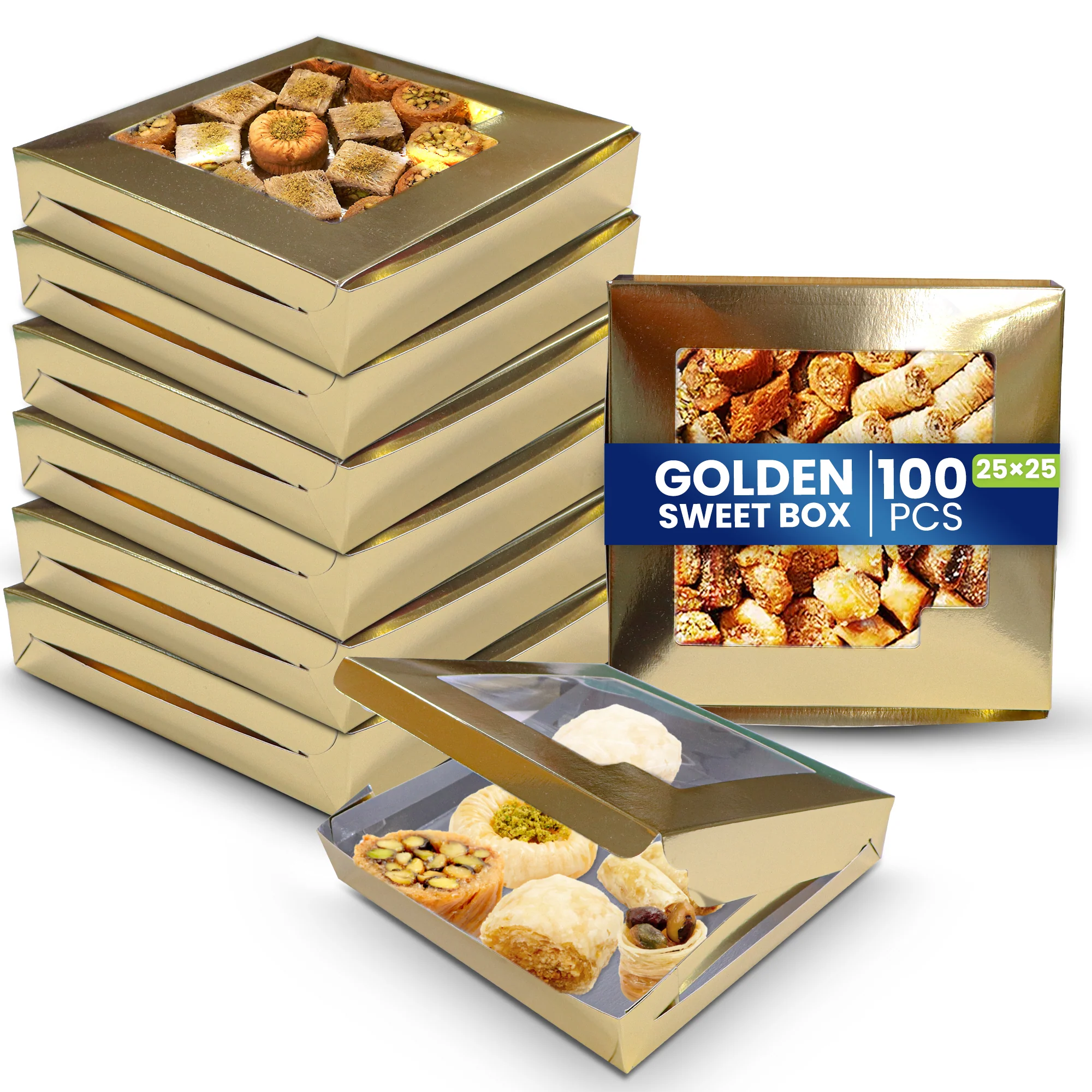 Paper Sweet Box  Gold/Aluminium with Window