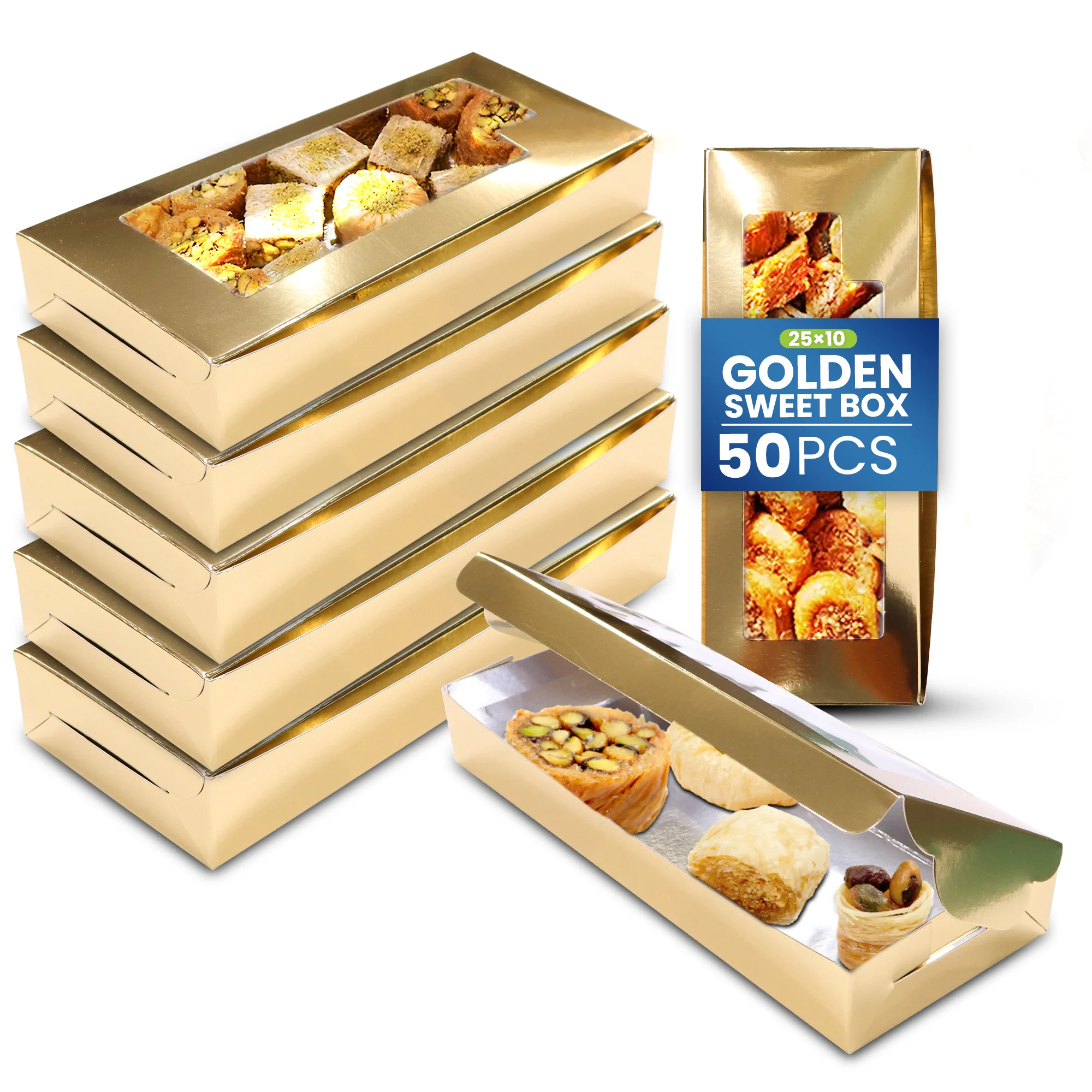 Paper Sweet Box  Gold/Aluminium with Window - Image 4