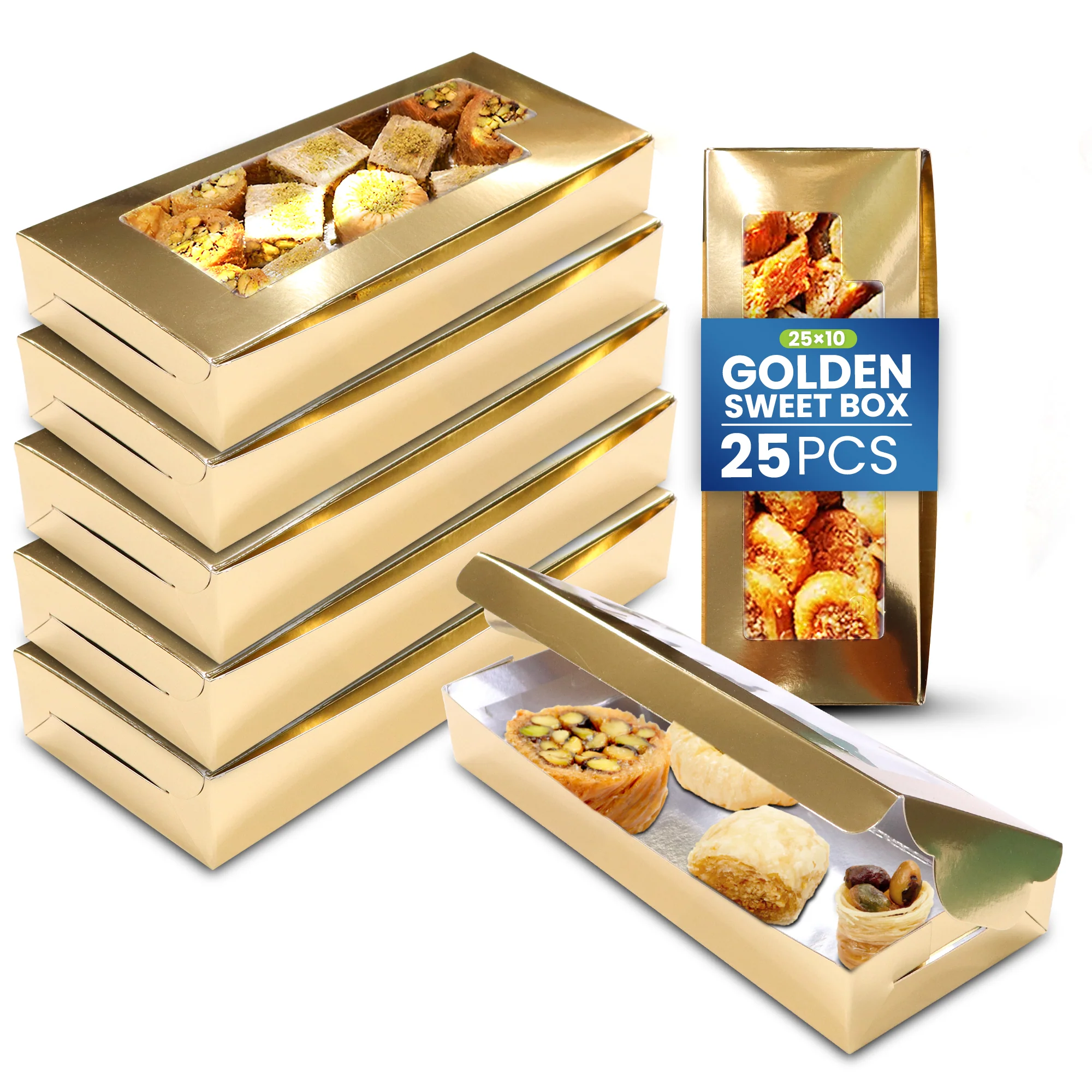 Paper Sweet Box  Gold/Aluminium with Window - Image 6