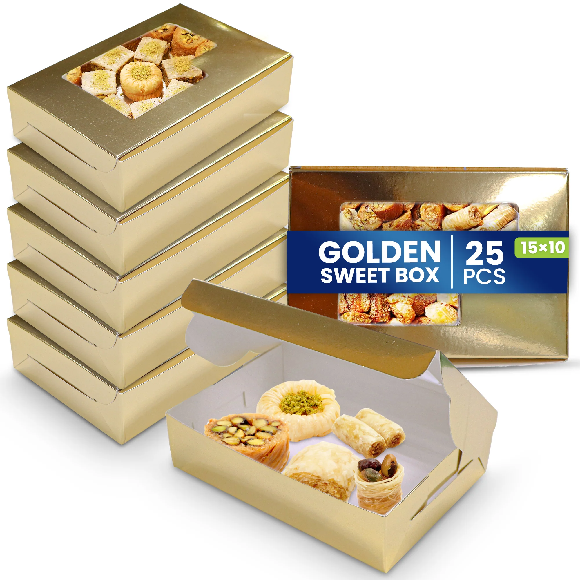 Paper Sweet Box Gold/White with Window