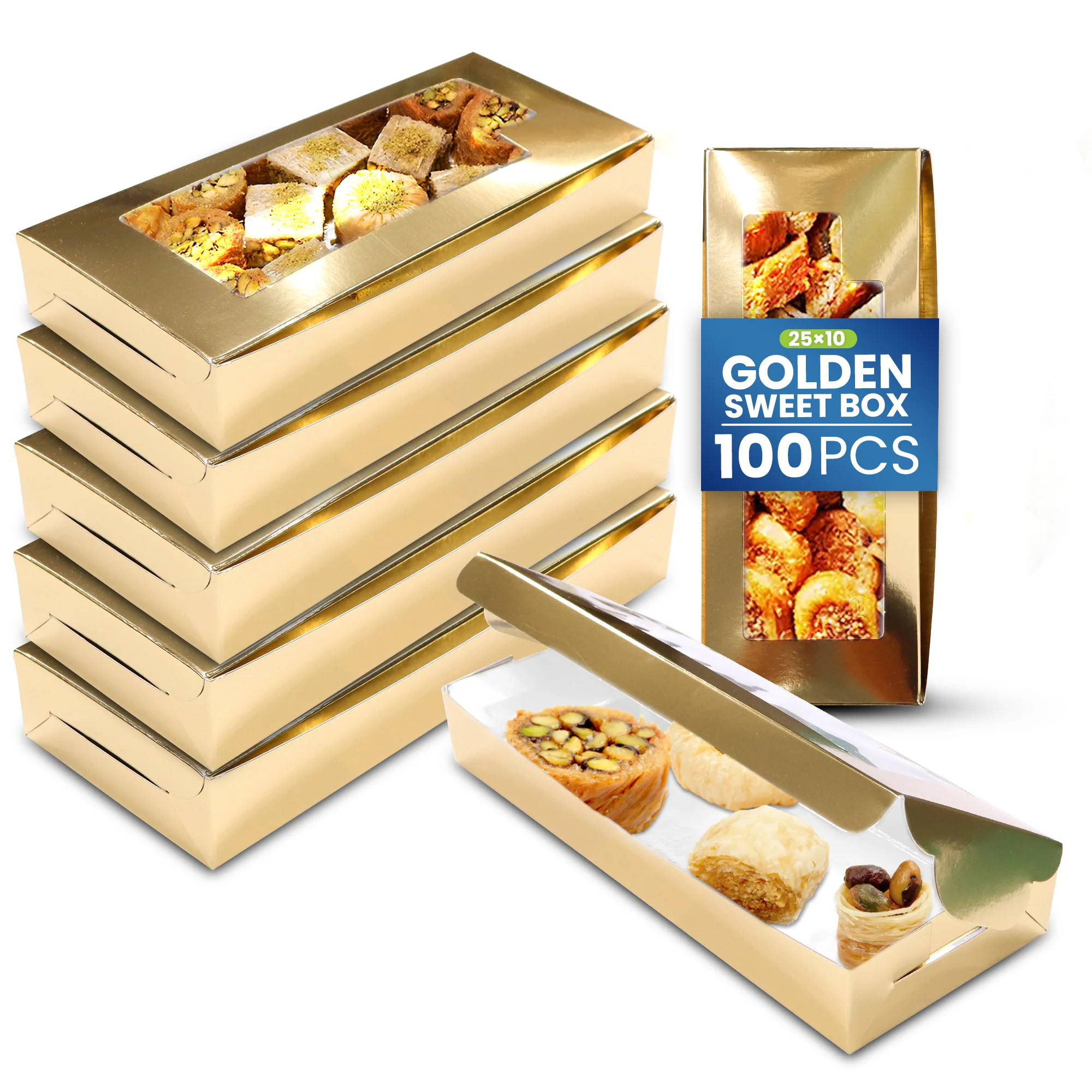 Paper Sweet Box Gold/White with Window - Image 15