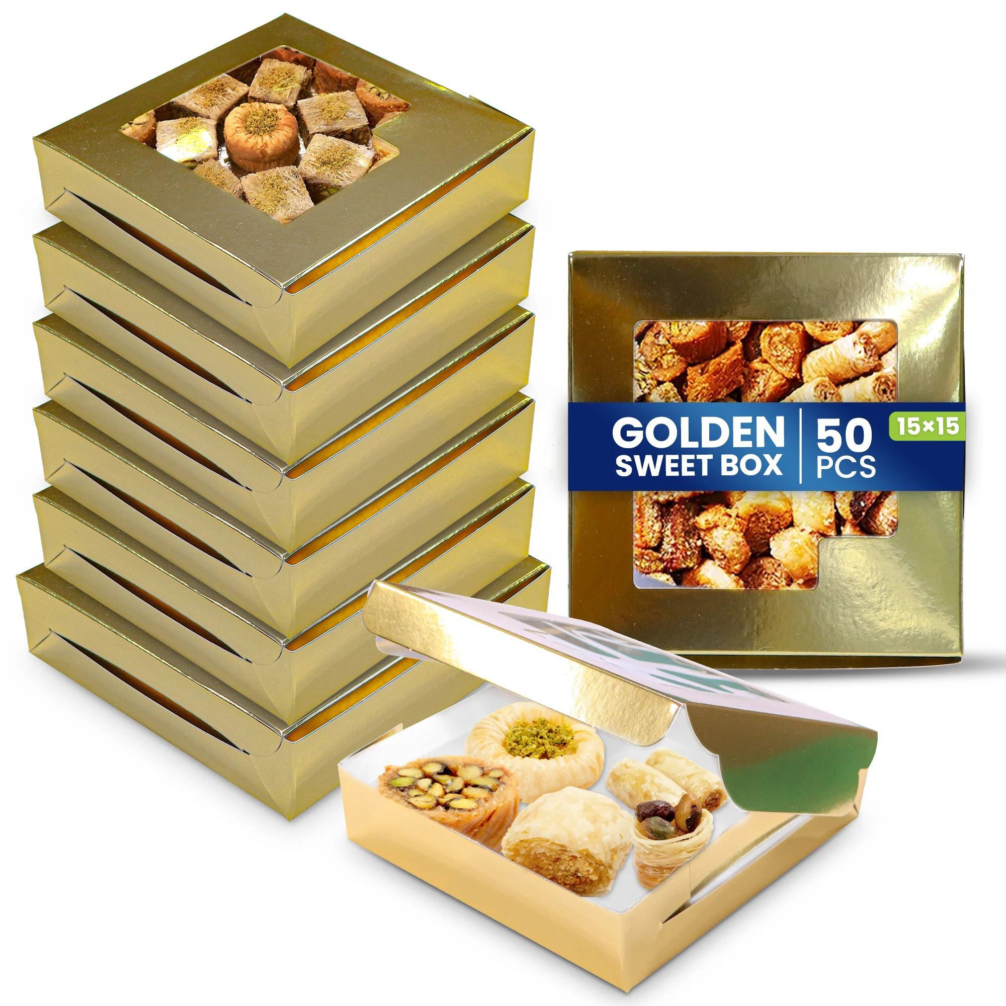 Paper Sweet Box Gold/White with Window - Image 5