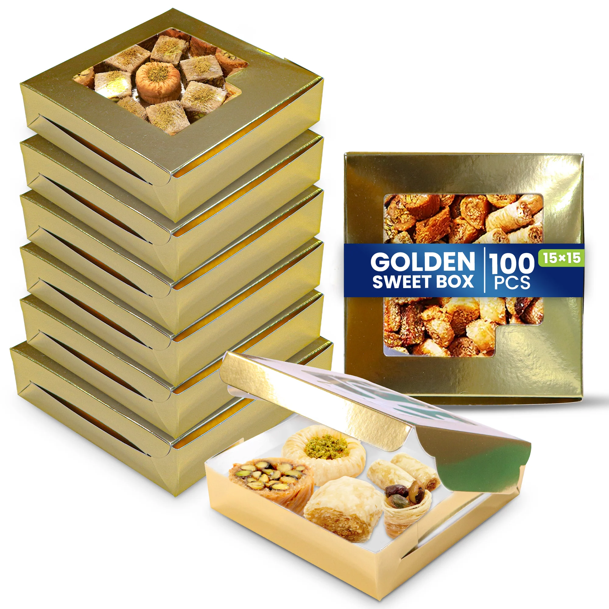 Paper Sweet Box Gold/White with Window - Image 6
