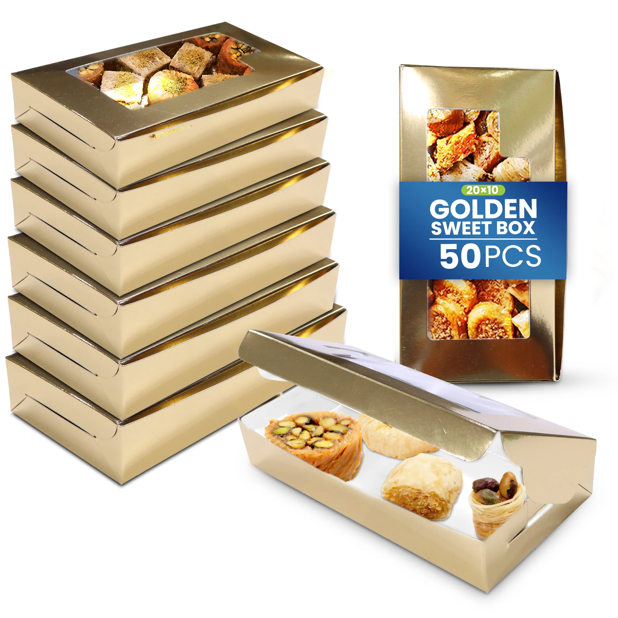 Paper Sweet Box Gold/White with Window - Image 8