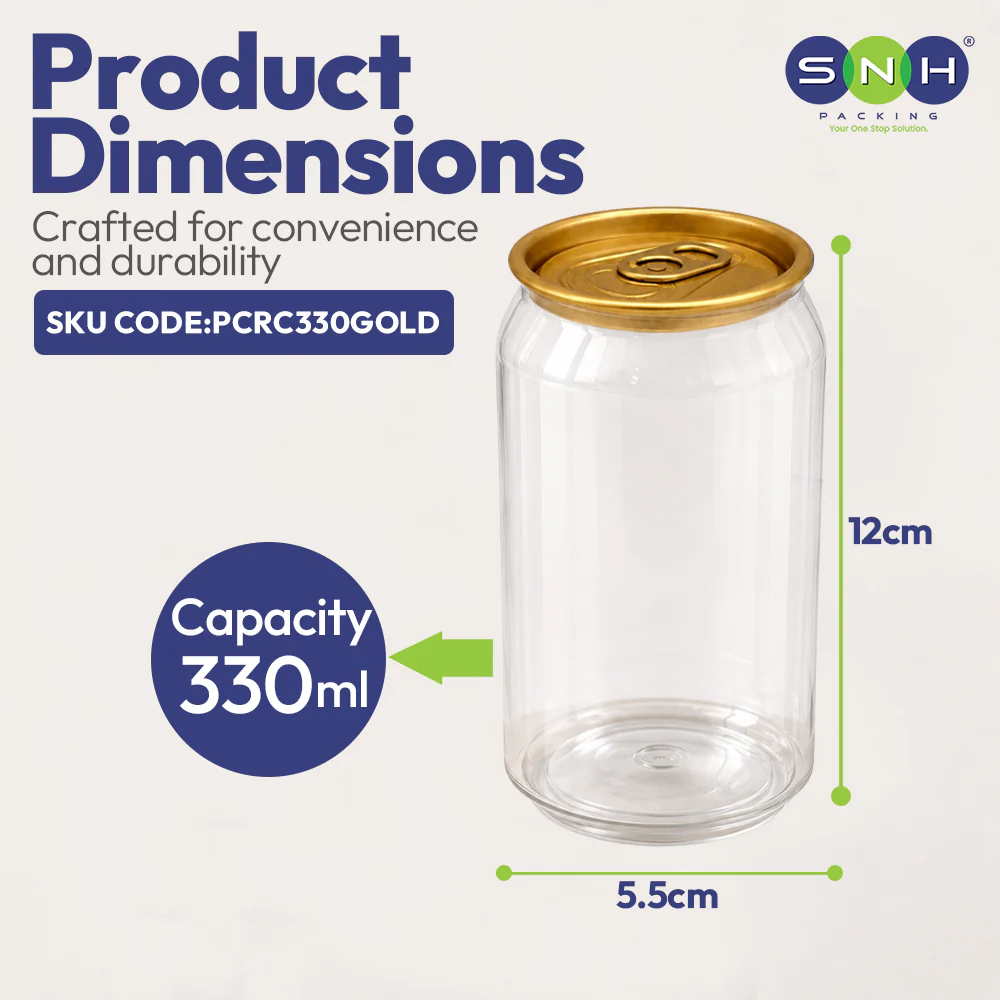 PET Can Clear Round with Gold Lid UAE - 55mm Dia | Compatible with Sealing Machines - Image 6