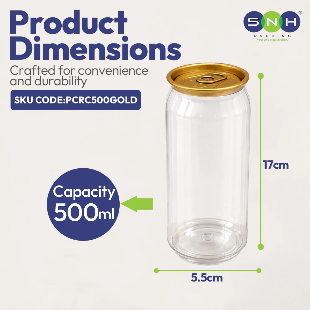PET Can Clear Round with Gold Lid UAE - 55mm Dia | Compatible with Sealing Machines - Image 9
