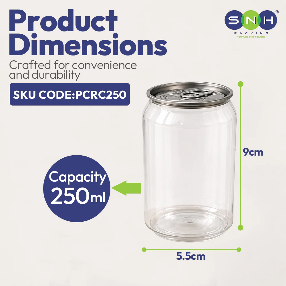 PET Can Clear Round with Silver Lid UAE - 55mm Dia | Compatible with Sealing Machines - Image 2