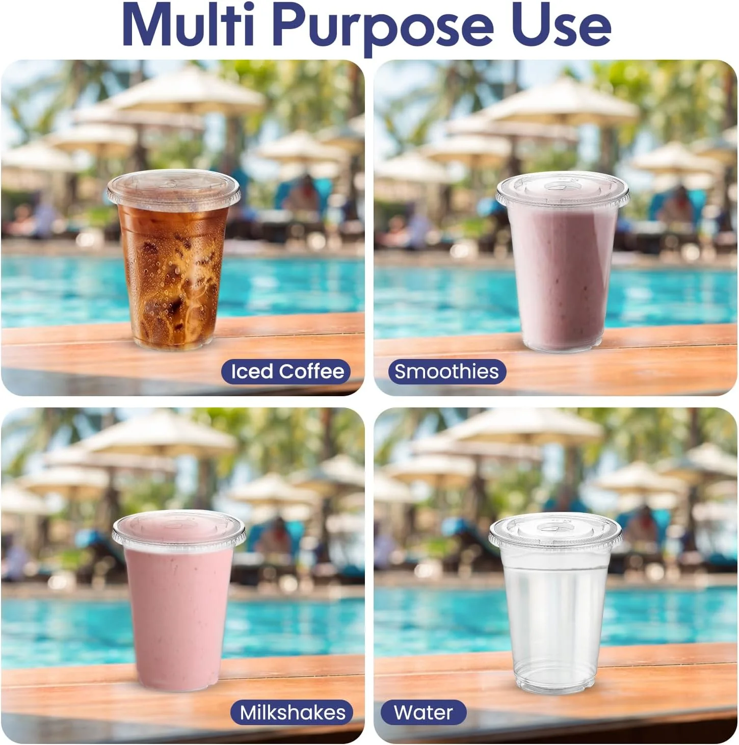 PET Juice Cups with Flat & Dome Lids Clear Plastic Cups - Image 5