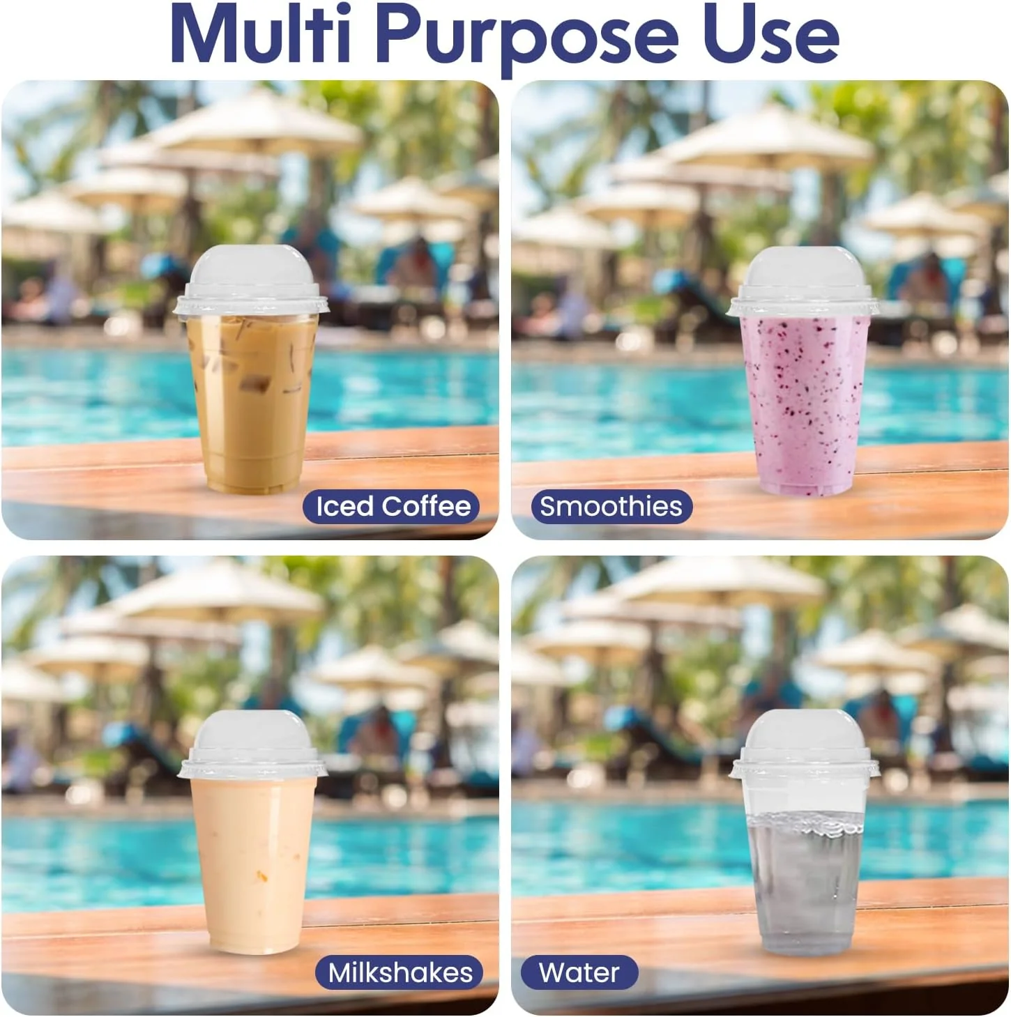 PET Juice Cups with Flat & Dome Lids Clear Plastic Cups - Image 9
