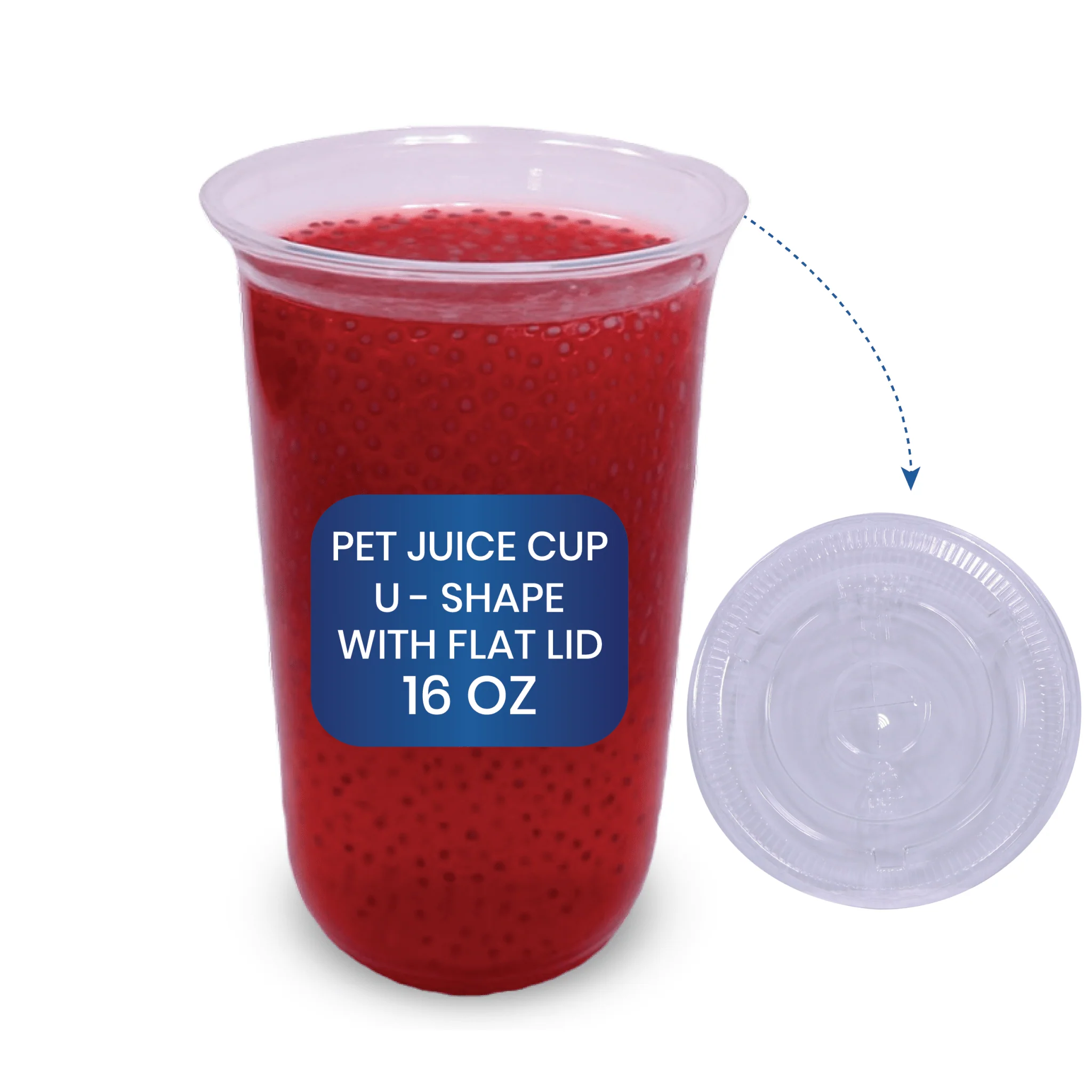 PET U-Shape Juice Cups with Lids  Clear Plastic - Image 4