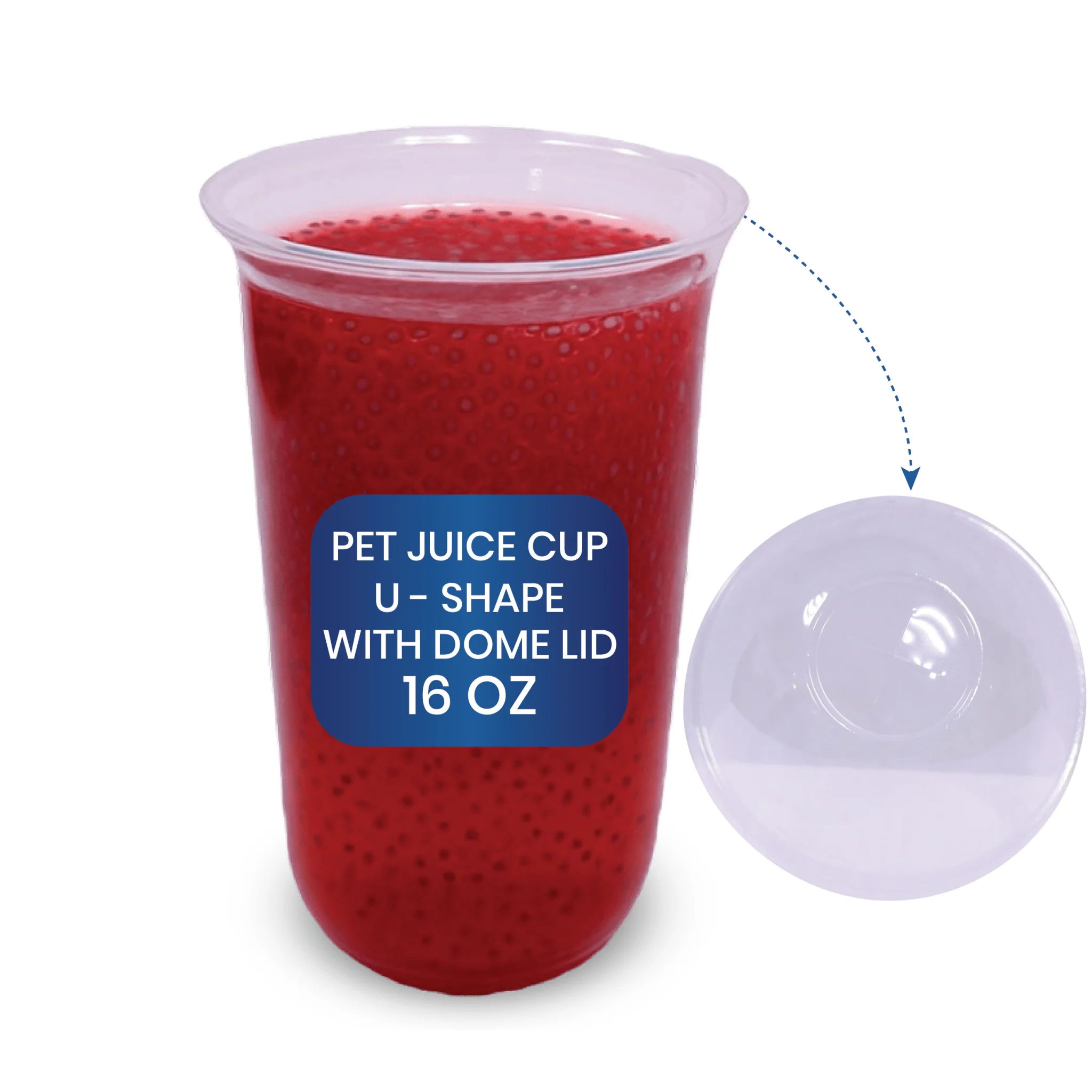 PET U-Shape Juice Cups with Lids  Clear Plastic - Image 5