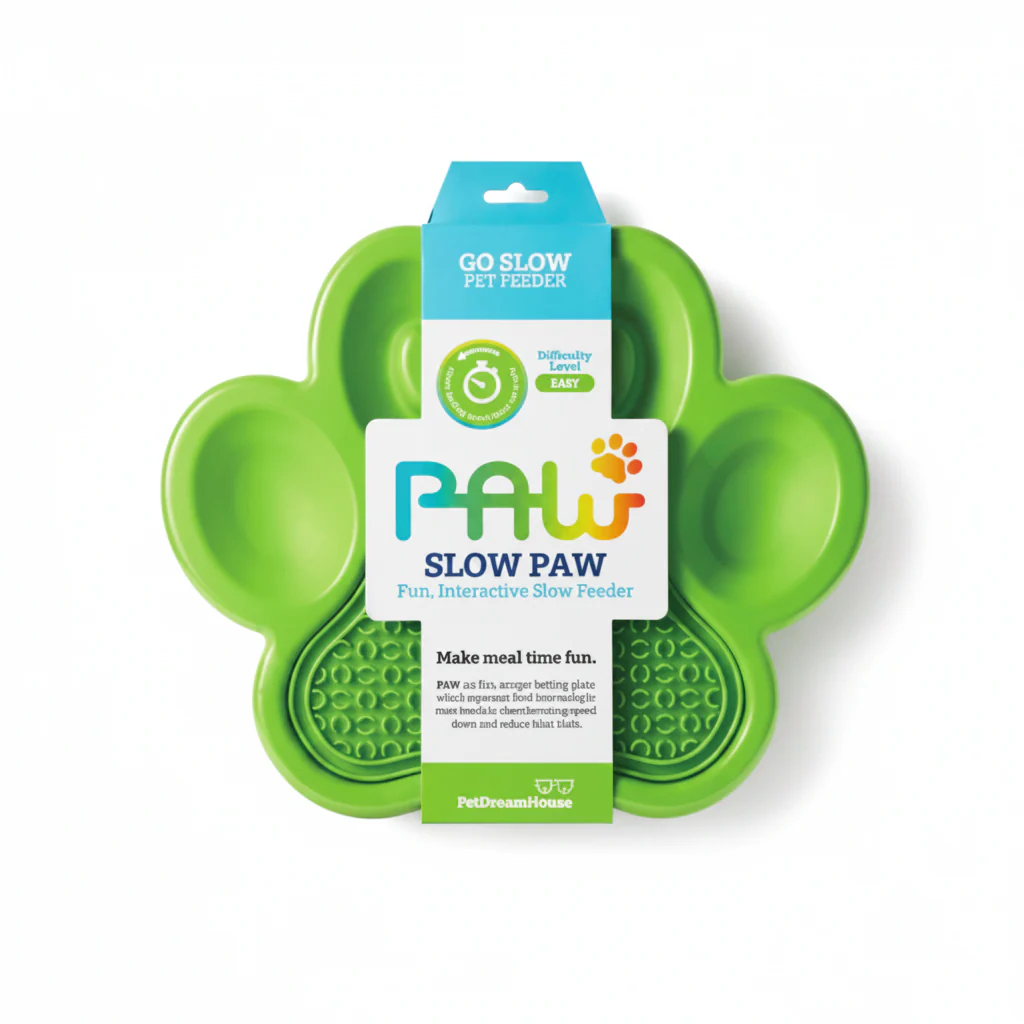 PetDreamHouse PAW 2-in-1 Slow Feeder & Lick Pad Green
