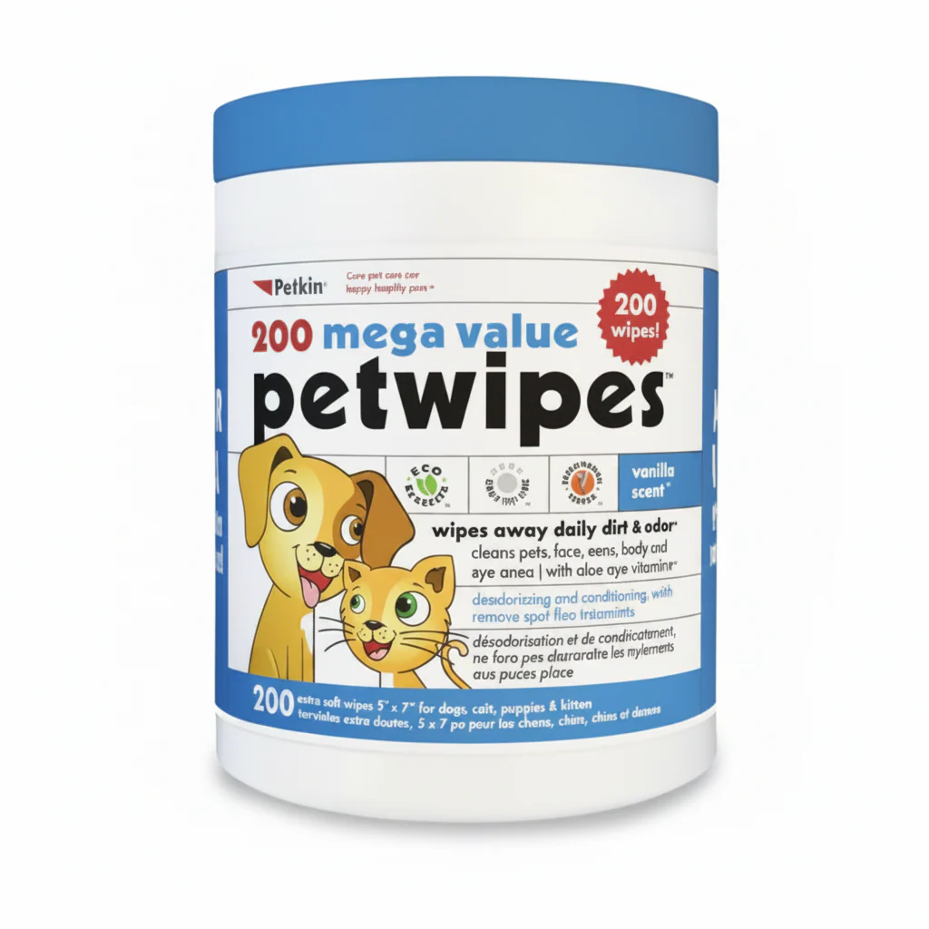 Petkin Extra Mega Valu Pet wipes 200Ct