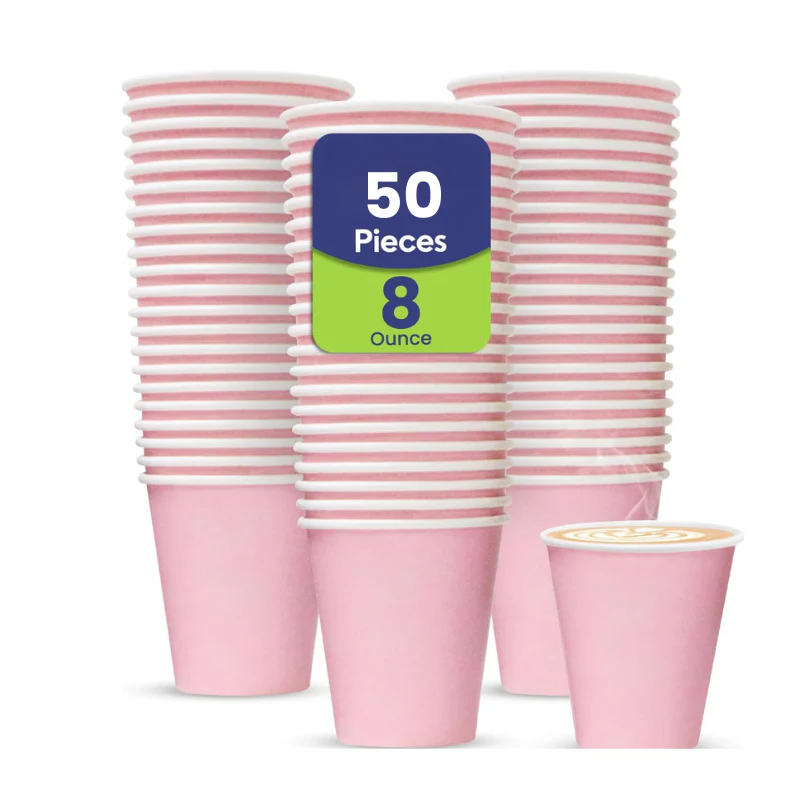 Pink Single Wall Paper Cup  Disposable Hot & Cold Drinks - Image 2
