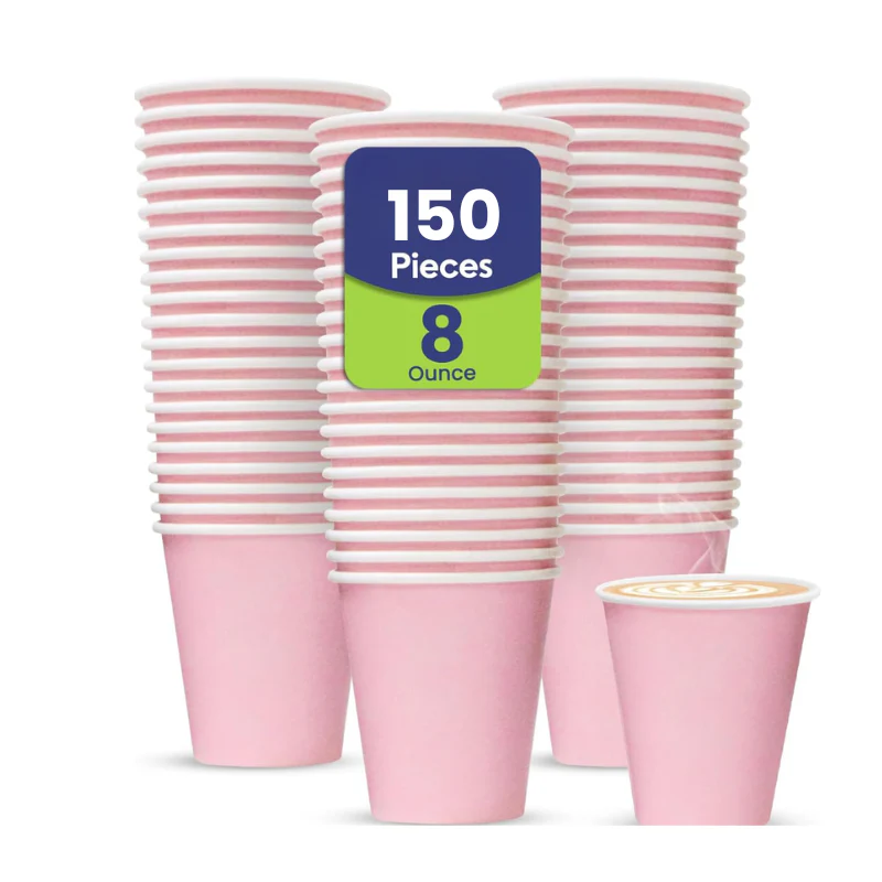 Pink Single Wall Paper Cup  Disposable Hot & Cold Drinks - Image 3