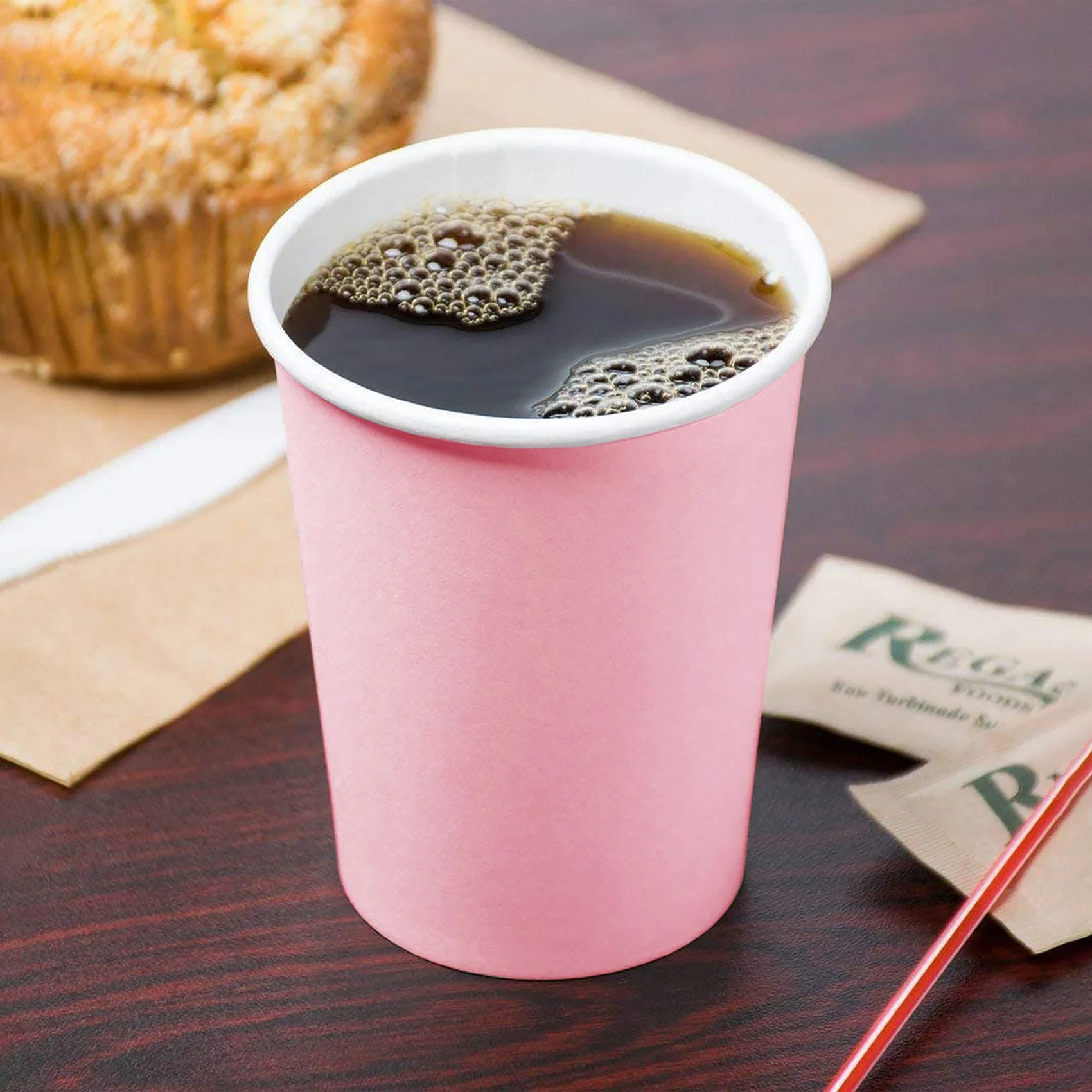 Pink Single Wall Paper Cup  Disposable Hot & Cold Drinks - Image 5