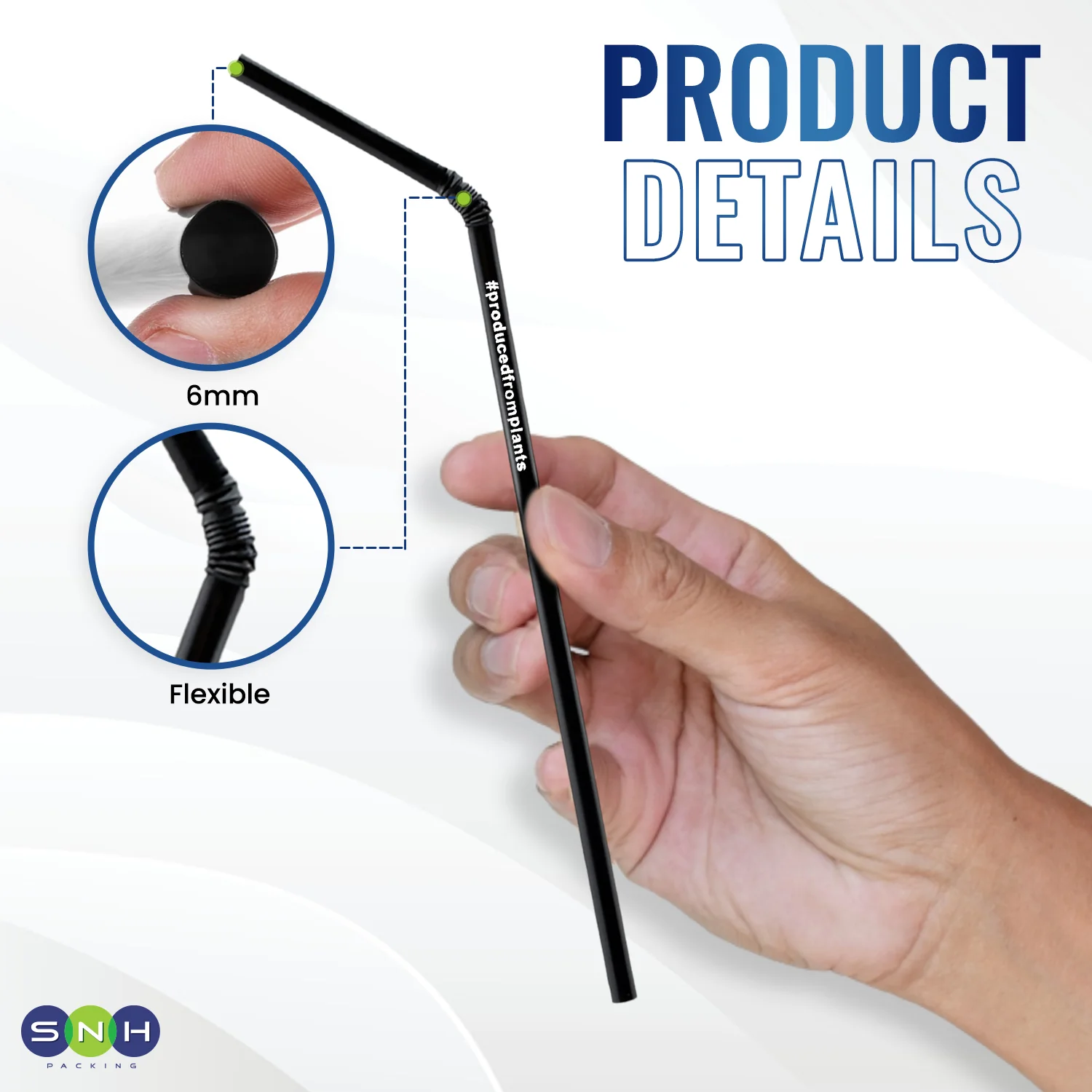 PLA Black Flexible Straws Individually Wrapped  100PCS - Image 6