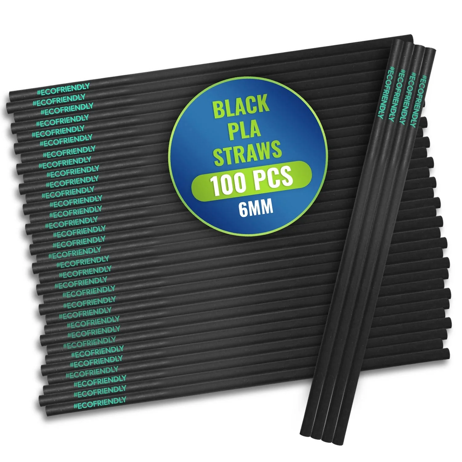 PLA Black Straws Eco Friendly, Individually Wrapped 100PCS - Image 3