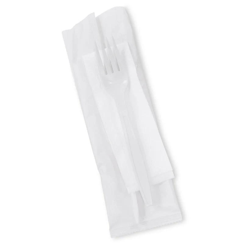PLA Cutlery Pack   White Fork & Napkin | Eco Friendly