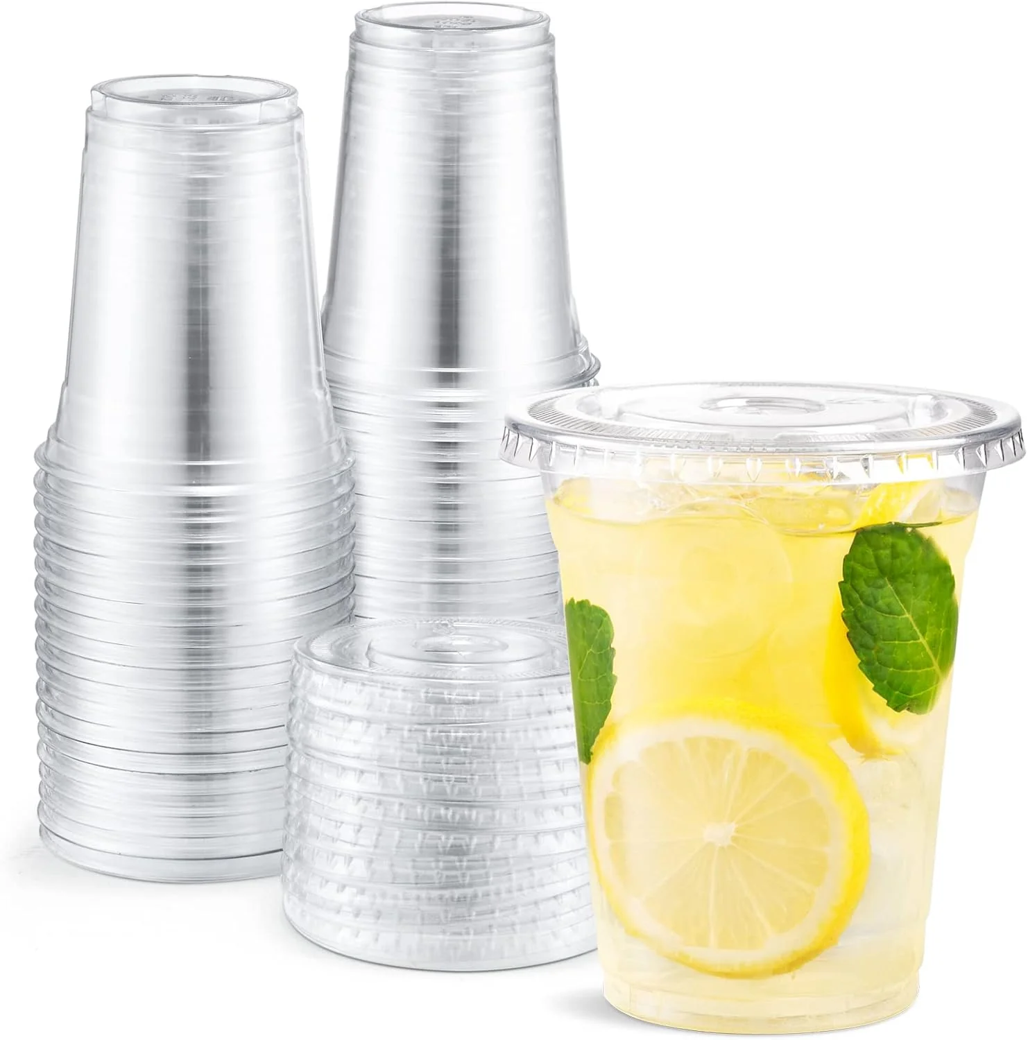 PLA Juice Cups with Flat & Dome Lids Eco-Friendly