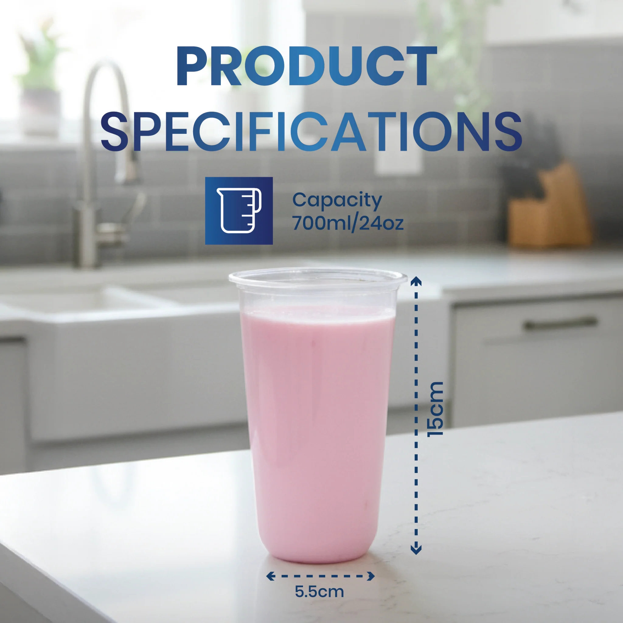 PP Juice Cups U Shape 95DIA Clear, Leak Proof - Image 3