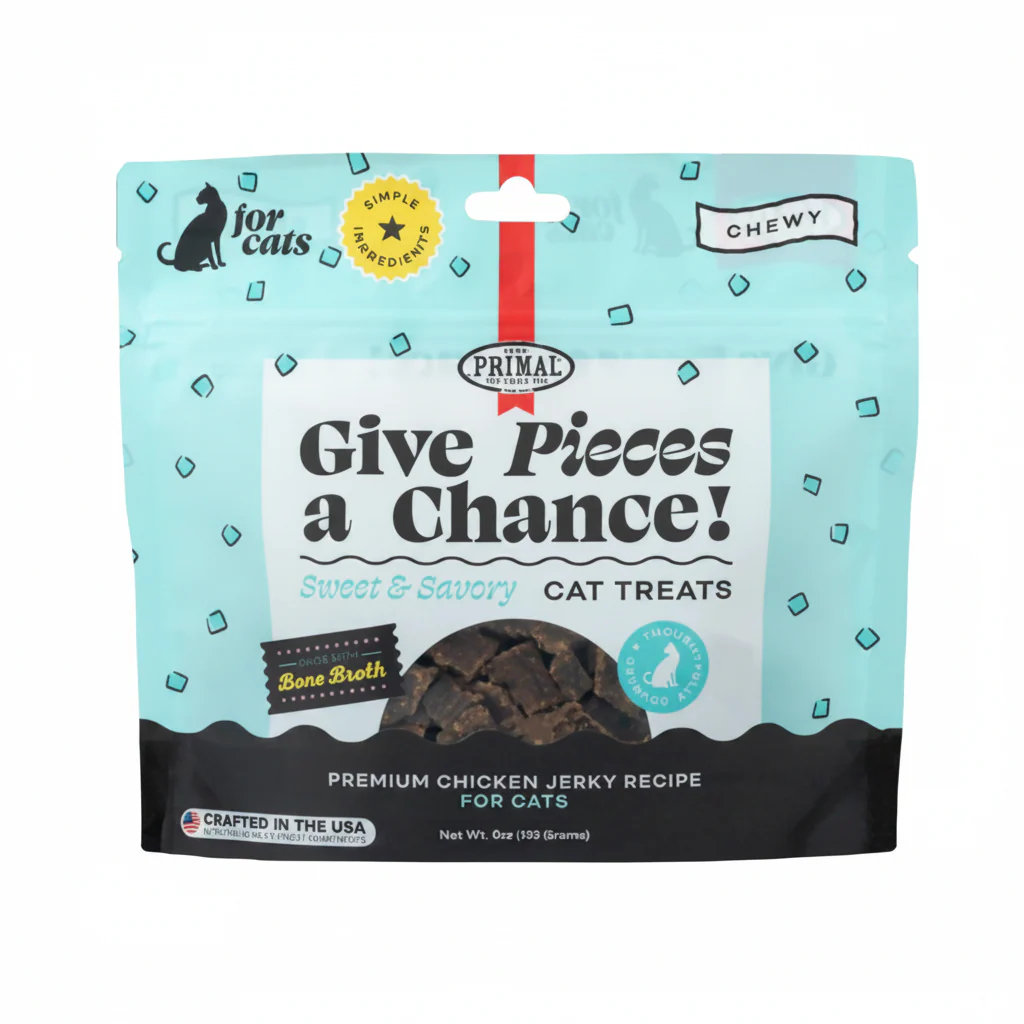 Primal Give Pieces A Chance Chicken with Broth for cats! Jerky Treat 4oz