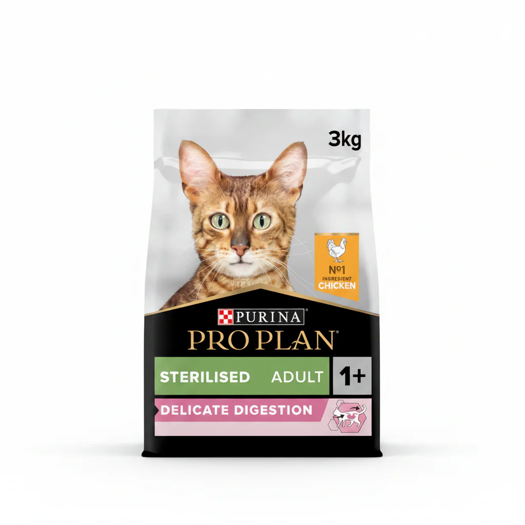Purina Pro Plan Sterilised Adult Delicate Digestion Dry Cat Food with Chicken, 3 kg