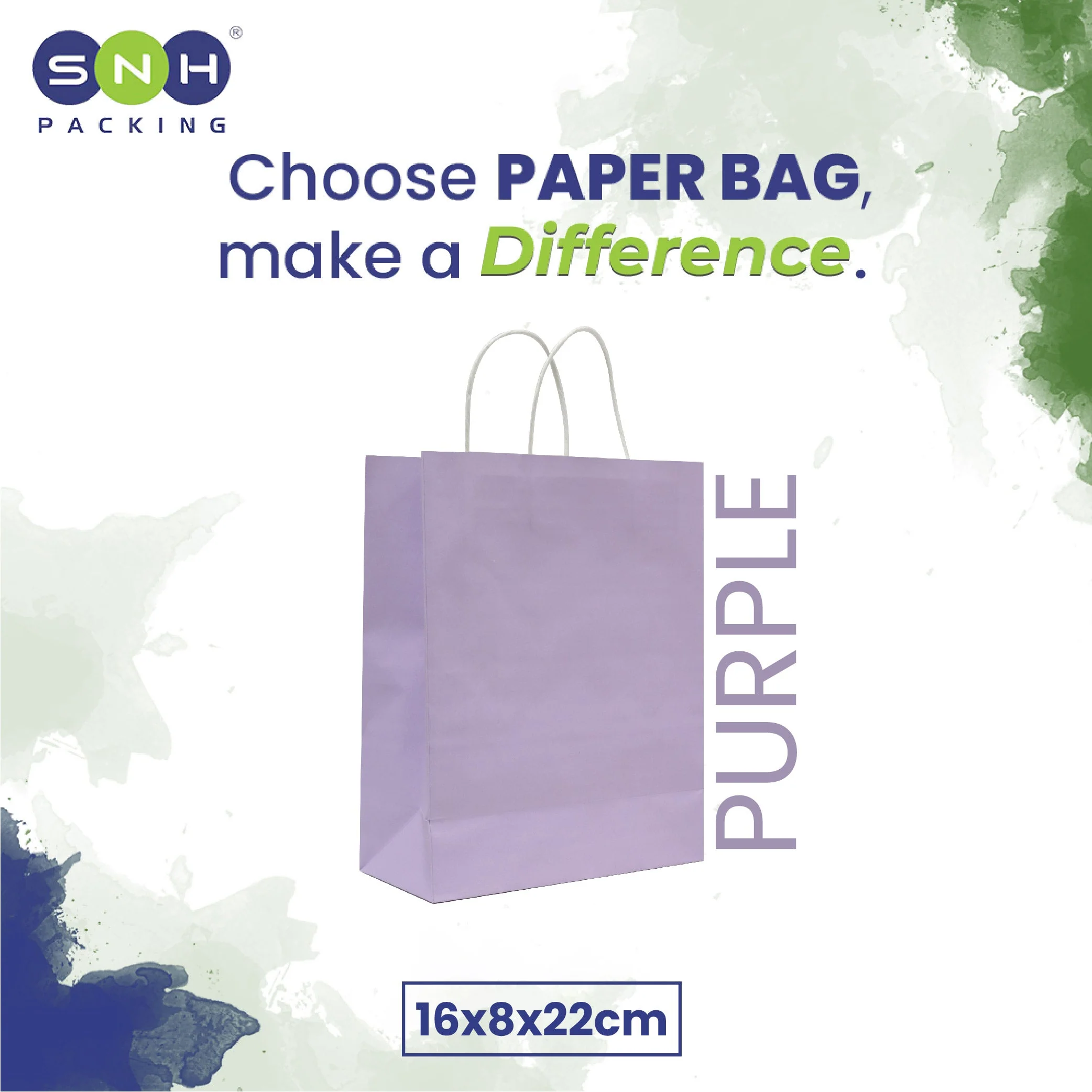 Purple Twisted Handle Paper Bags | Durable Kraft Bags - Image 3