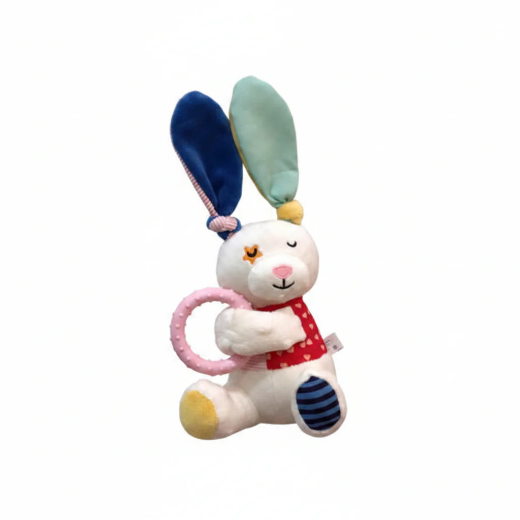 Rabbit Plush Friendz with Squeaker & TPR Ring