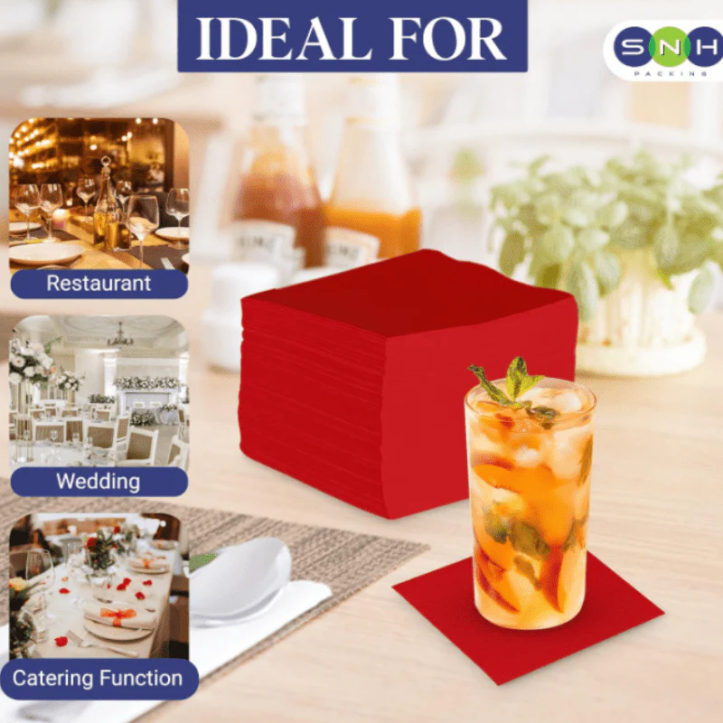 Red Cocktail Paper Napkins  2Ply | 50 PCS PKT - Image 4
