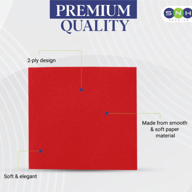 Red Cocktail Paper Napkins  2Ply | 50 PCS PKT - Image 6