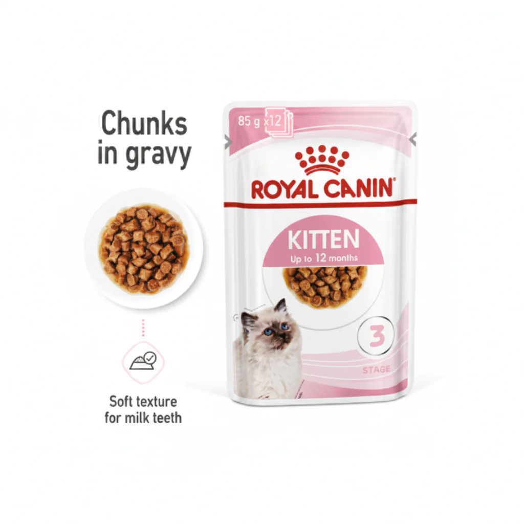 Royal Canin Feline Health Nutrition Kitten Gravy (Wet Food - Pouches) 12 x 85 g