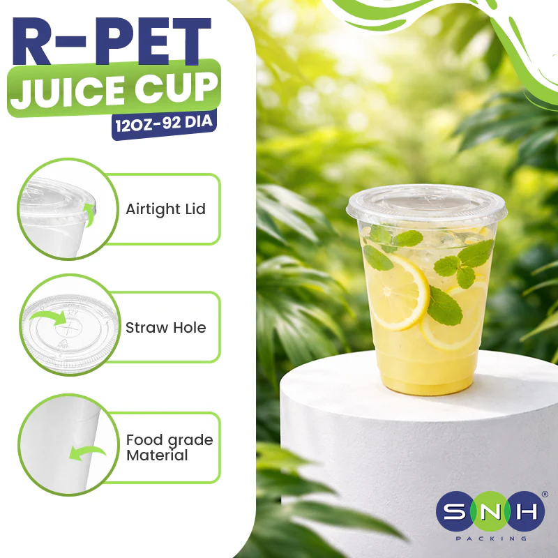 RPET Cups With Lid - Disposable Cold Drink Cups - Image 3