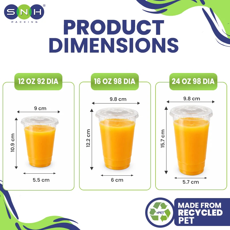 RPET Cups With Lid - Disposable Cold Drink Cups - Image 4
