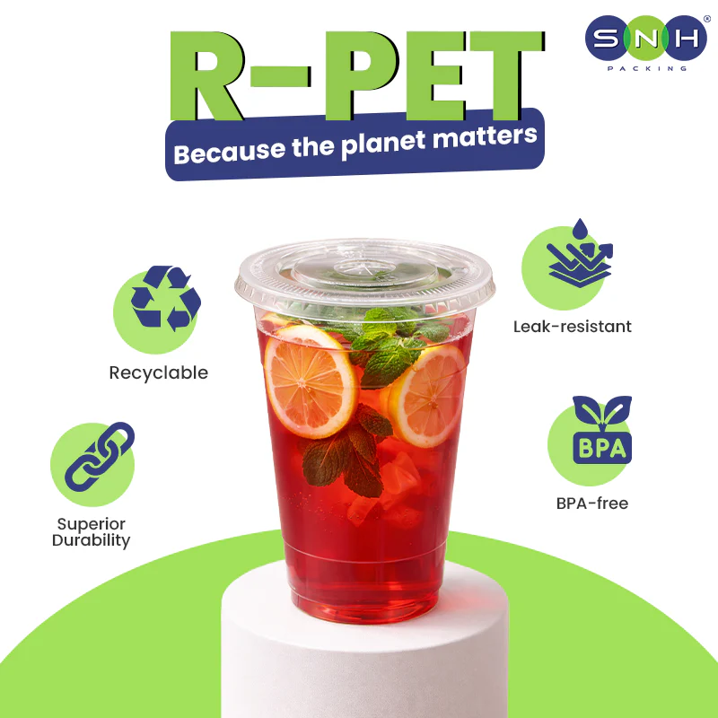 RPET Cups With Lid - Disposable Cold Drink Cups - Image 7