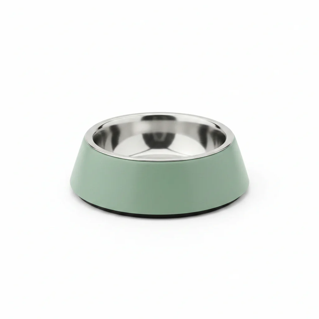 Saluki Stainless Steel Double Wall Dog Bowls GREEN - 2.2L
