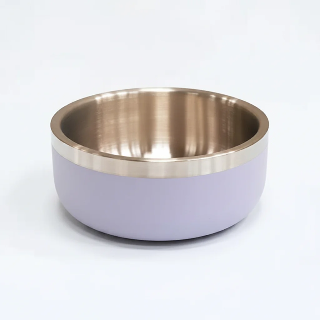 Saluki Stainless Steel Double Wall Dog Bowls LIGHT PURPLE - 700ML