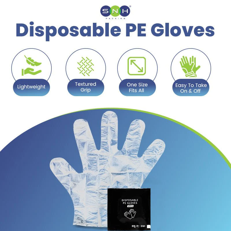 SNH Wrapped PE Gloves Disposable Food Handling - Image 3