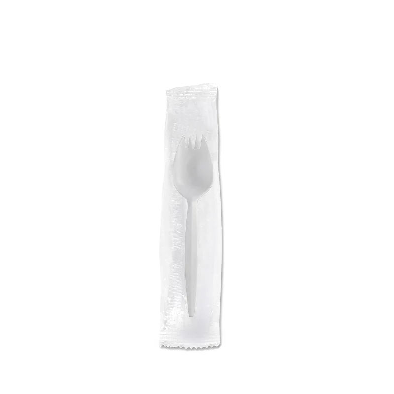 SPORK WRAPPED WHITE Heavy Duty Individually Wrapped Disposable Sporks