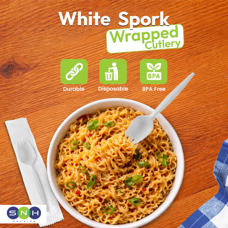 SPORK WRAPPED WHITE Heavy Duty Individually Wrapped Disposable Sporks - Image 3