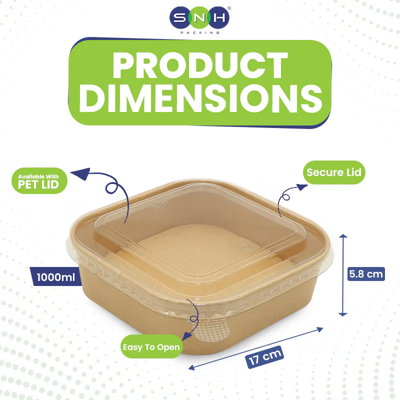 Square Brown Salad Bowl With Lid - Image 21