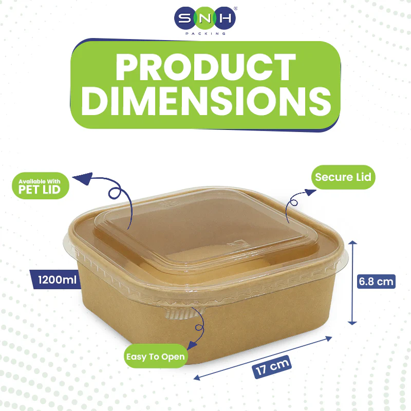 Square Brown Salad Bowl With Lid - Image 24
