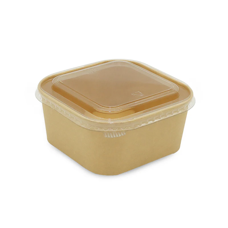 Square Brown Salad Bowl With Lid - Image 25