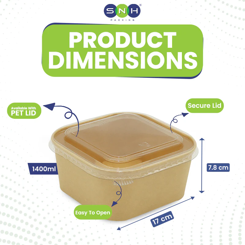 Square Brown Salad Bowl With Lid - Image 27