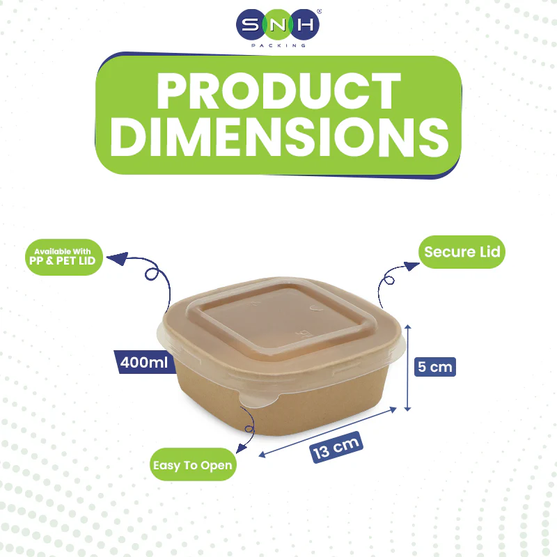 Square Brown Salad Bowl With Lid - Image 6