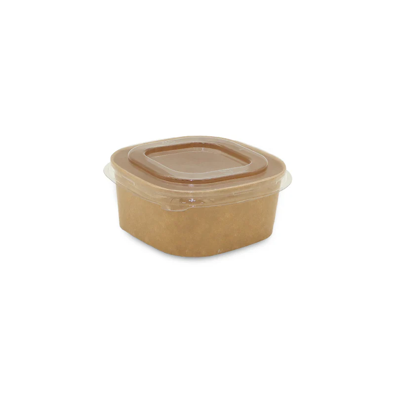 Square Brown Salad Bowl With Lid - Image 7