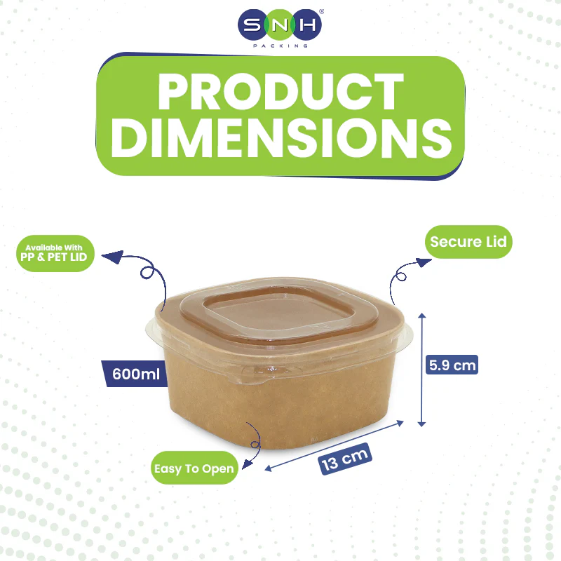 Square Brown Salad Bowl With Lid - Image 9