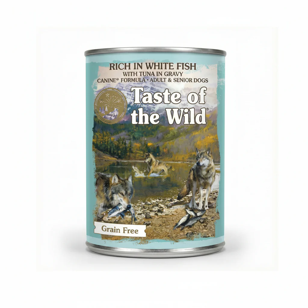 Taste of the Wild Rich in White Fish with Tuna in Gravy for Adult and Senior Dogs – 390g