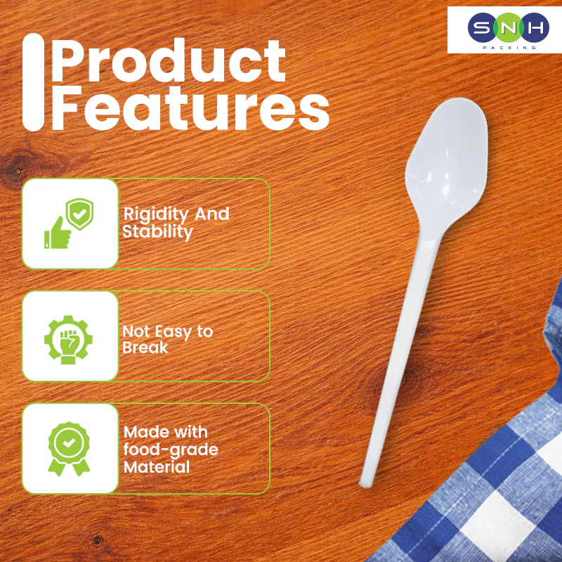 TEA Spoon White Heavy Duty Disposable White Plastic Tea Spoons - Image 2