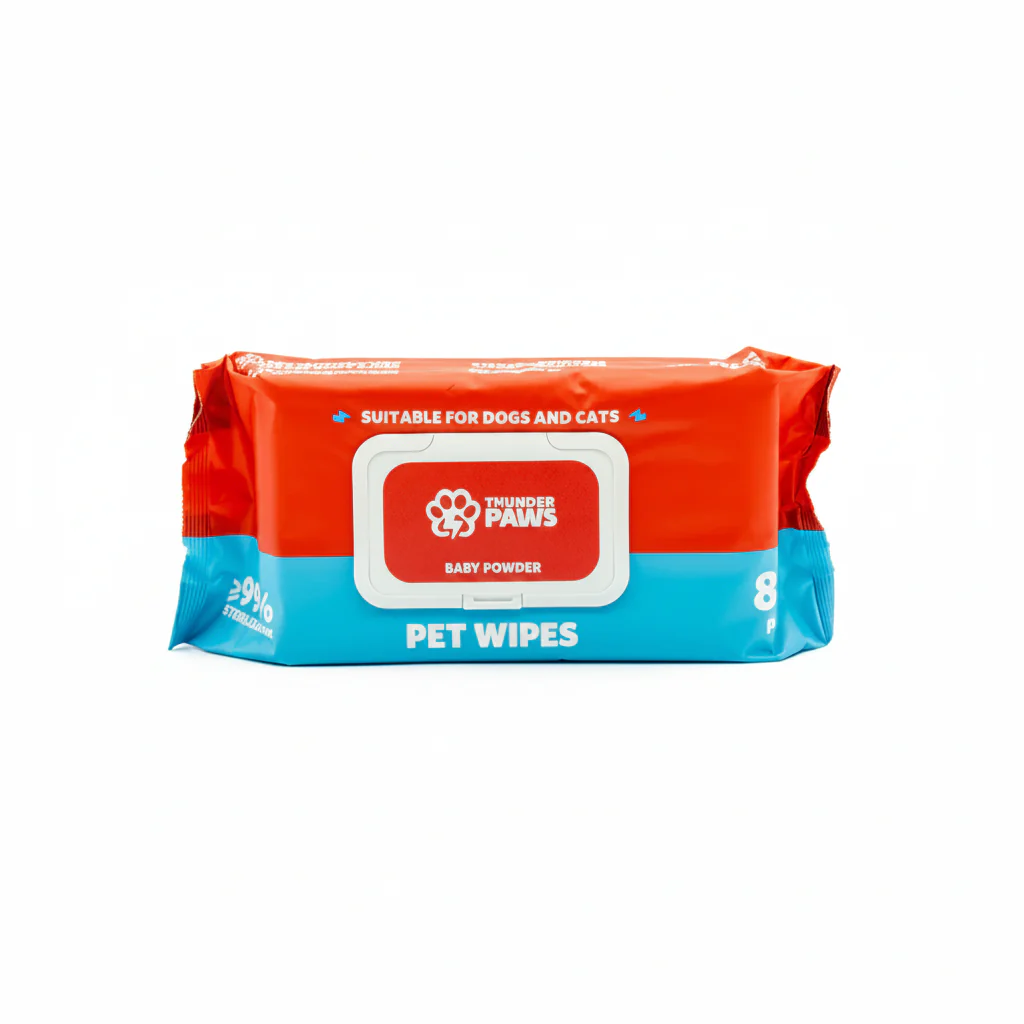 Thunder Paws Baby Powder Sanitary Pet Wipes Suitable for Cats and Dogs 80PCS